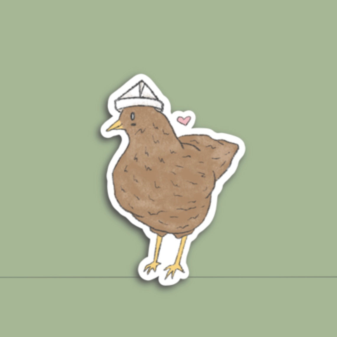 Sticker Huhn Papierhut