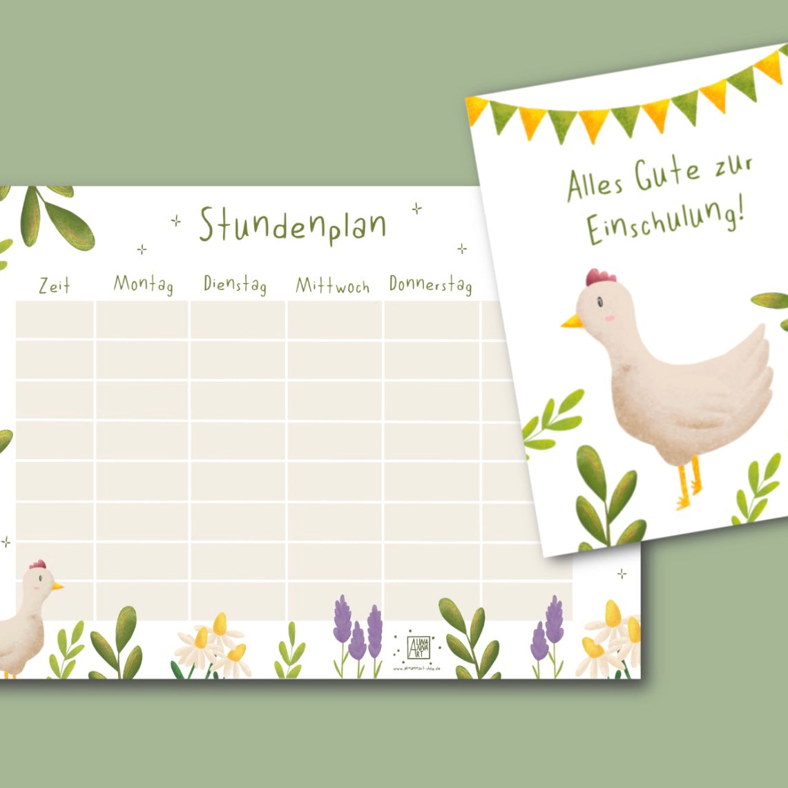 Geschenk Set Stundenplan + Karte Huhn