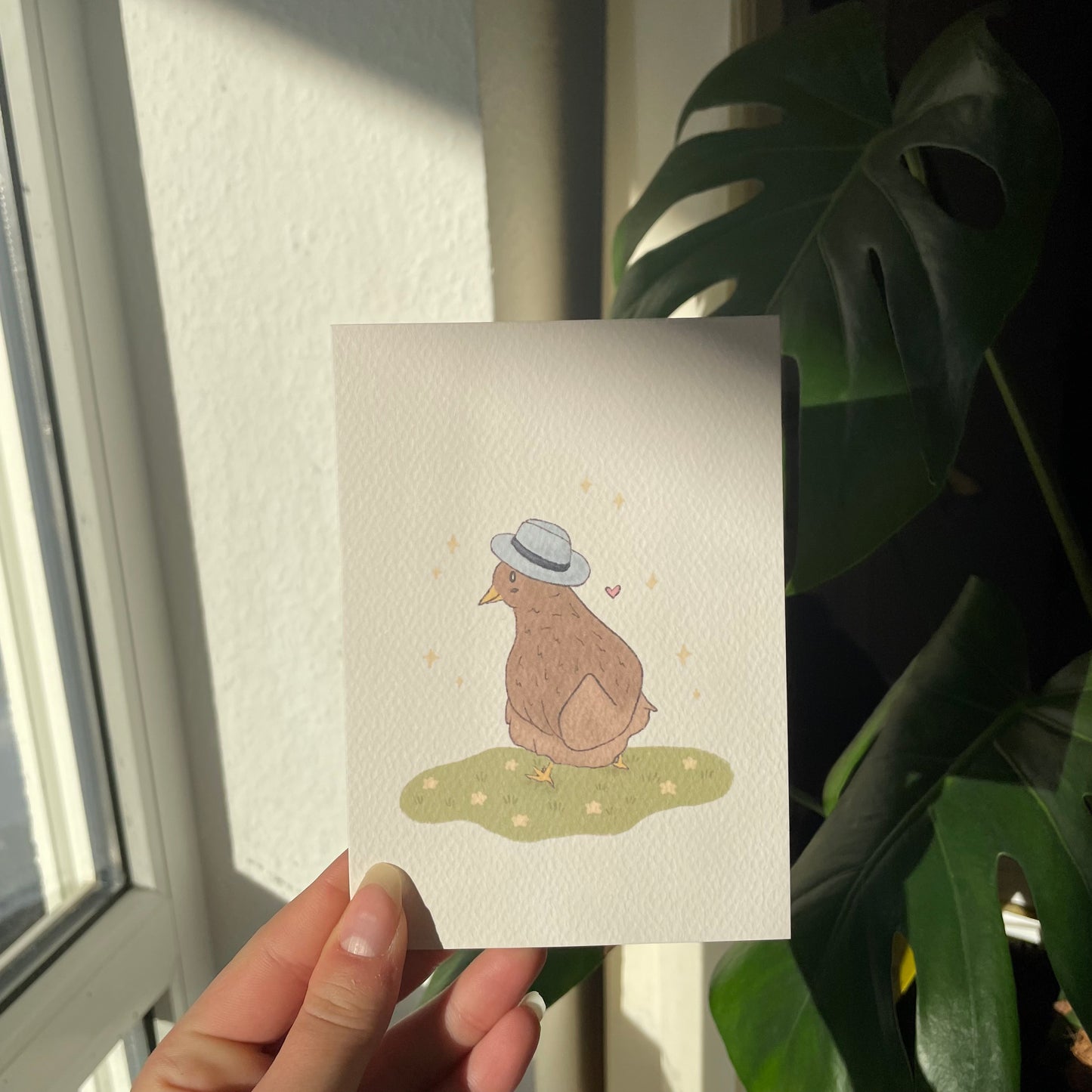 Huhn mit Hut Postkarte