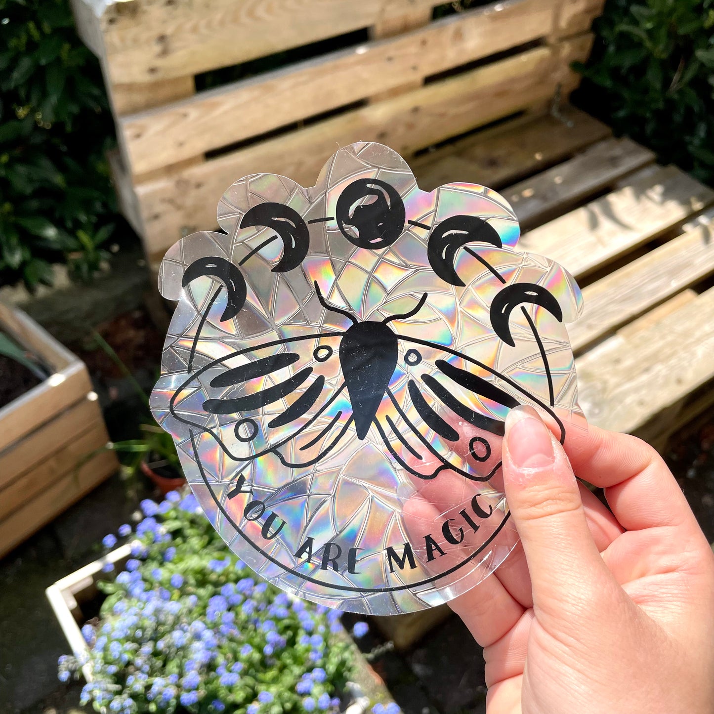 Suncatcher moth "you are magic" window sticker