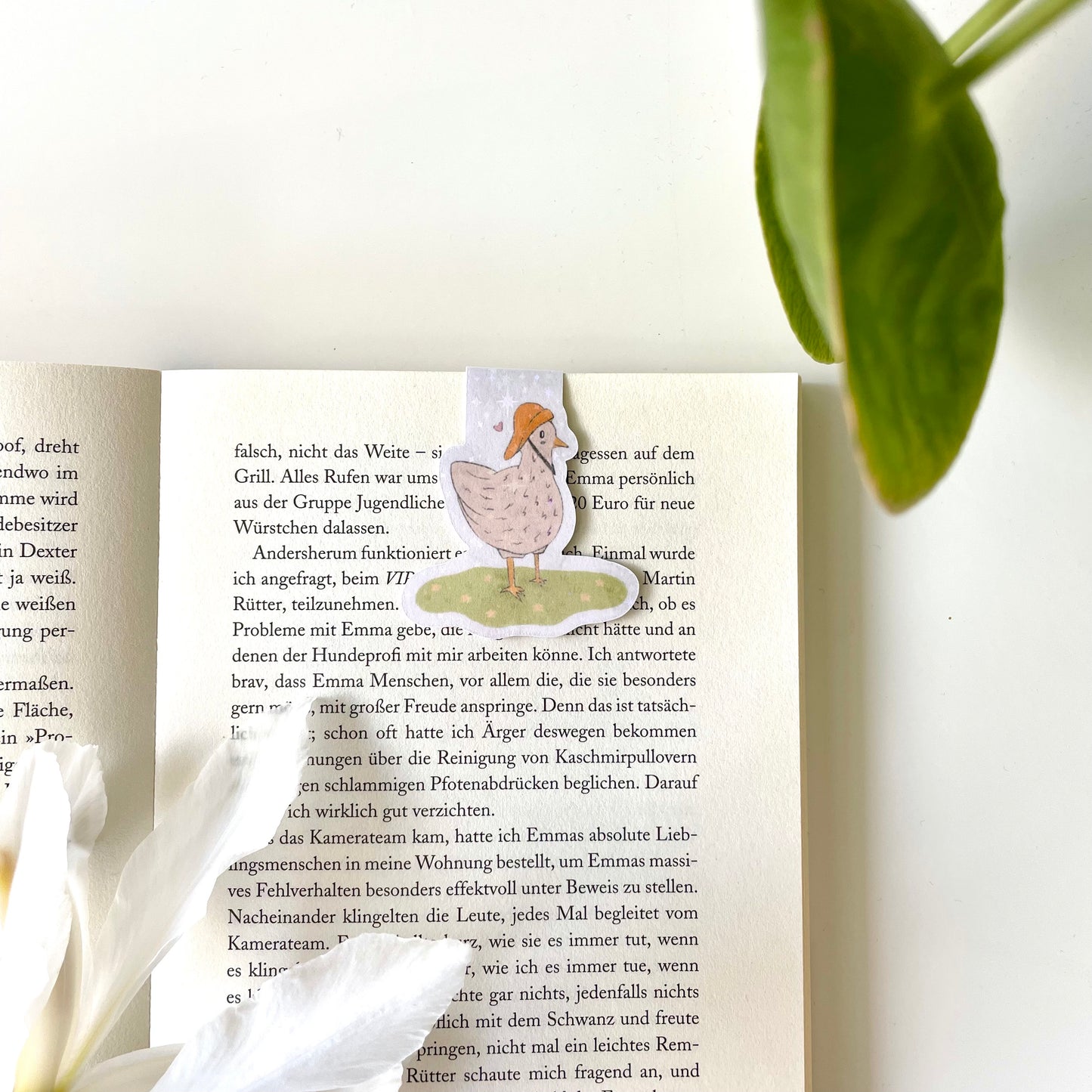 Chicken with Rain Hat Magnetic Bookmark