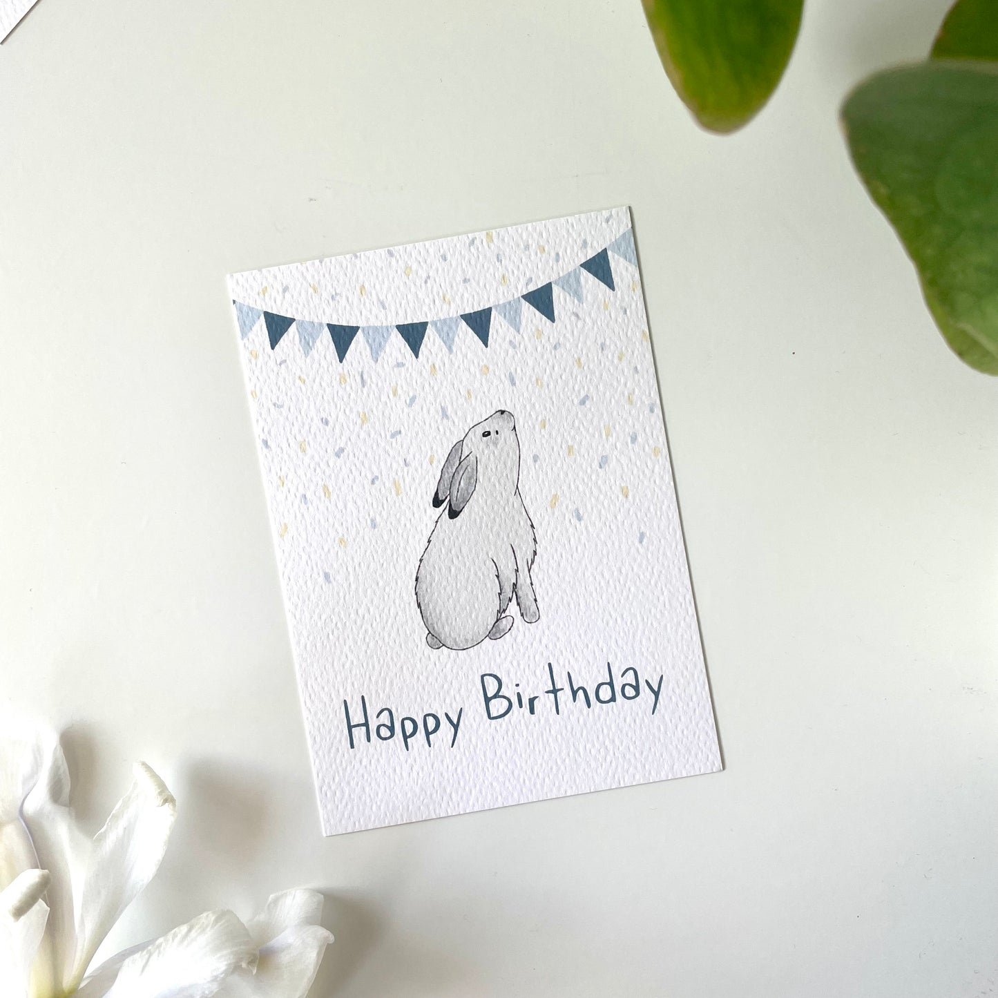 Carte postale joyeux anniversaire lapin